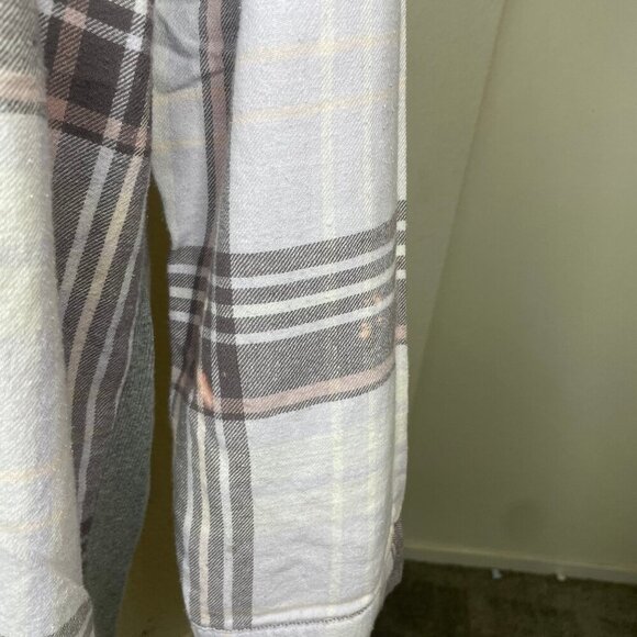 Sonoma Women's Plaid Cotton Knit Stretch Sides Button Down Light Academia L - Picture 4 of 7